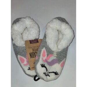 Northeast Outfitters Cozy Cabin Unicorn Slippers Youth‎ Size 10K-4 Gray